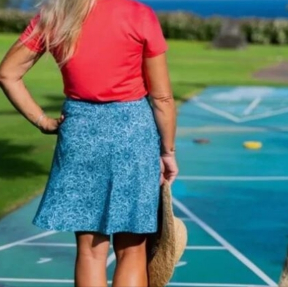 RipSkirt Hawaii Women's L Tuscan Blues Floral Paisley Quick Dry Wrap Skirt - Picture 2 of 11